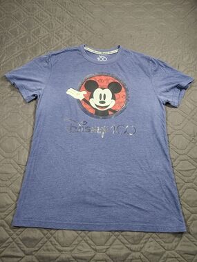 Disney 100th Anniversary graphic tee heather blue Mickey Mouse Unisex adult crew